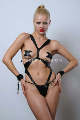 Kelepçeli Full Body Harness Set, Deri Fantezi İç Giyim, Bayan İç Giyim - APFT1102